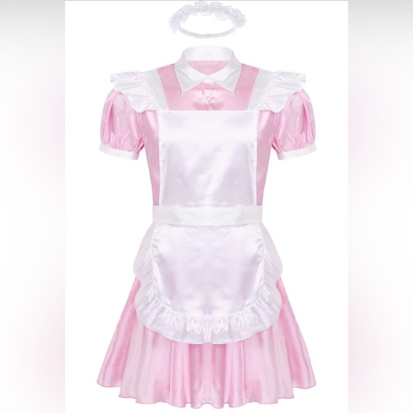iEFiEL Dresses & Skirts - 🎀 Maids Outfit Satin Pink for Halloween 🎃 Costume Size XL NWT 🎀 Unisex